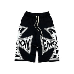 MIXED EMOTION Graphic Logo Patchwork Casual Shorts