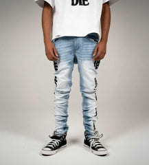 Mixed Emotions Monogram Denim Light Blue Wash (Blue/Black)