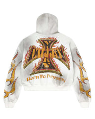 Vale Forever Reborn Waffle Zip Up Hoodie White